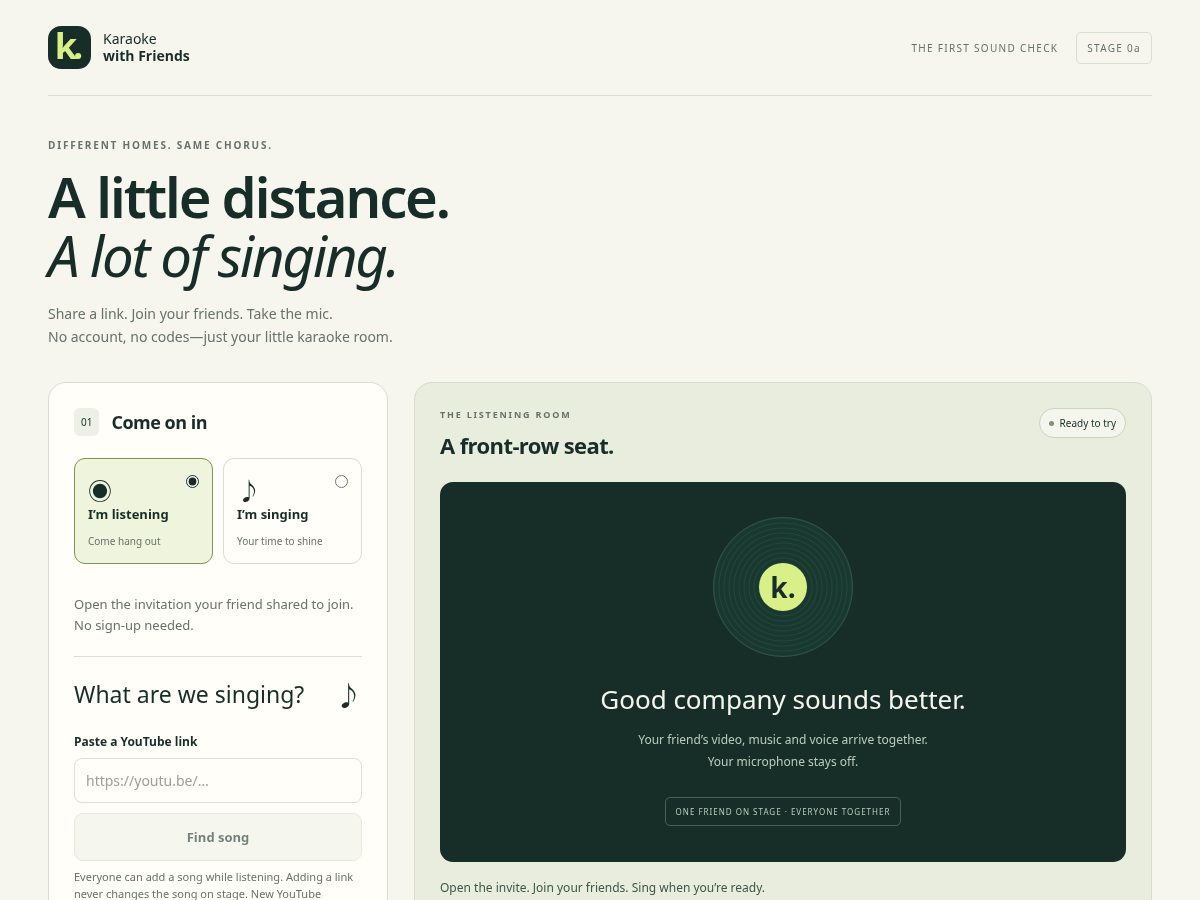Landing-page snapshot of karaokewithfriends.app