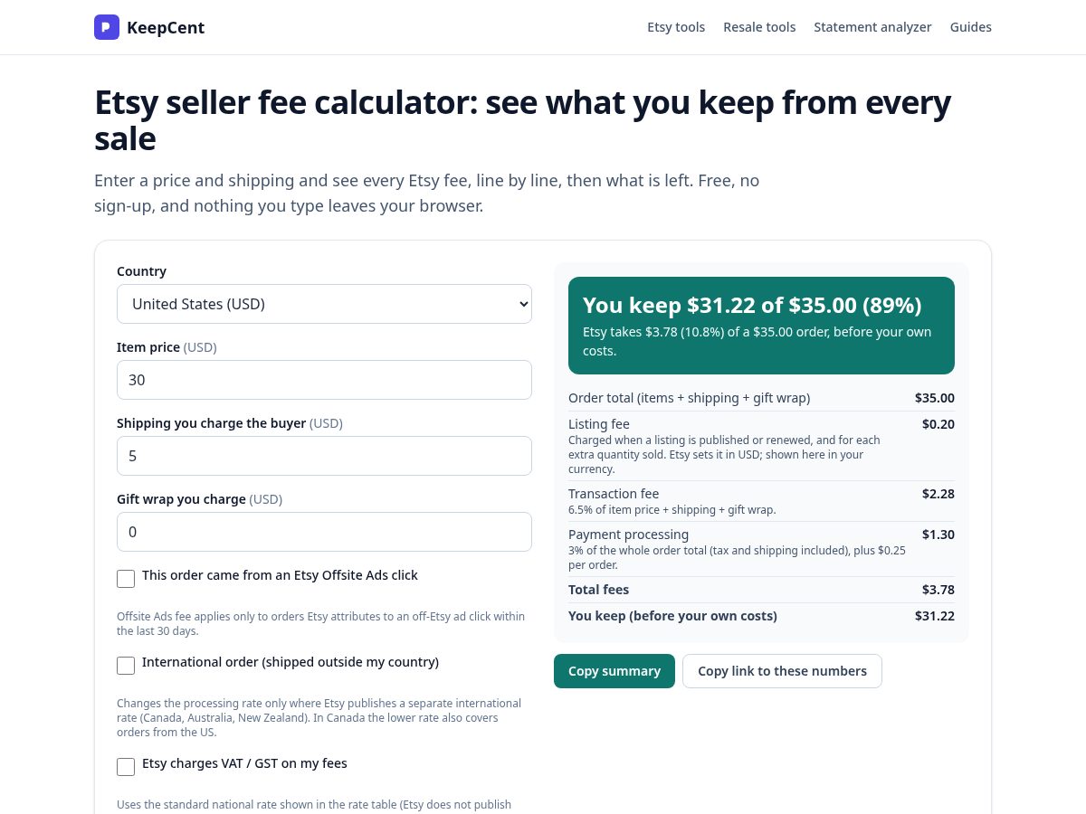 Landing-page snapshot of keepcent.com