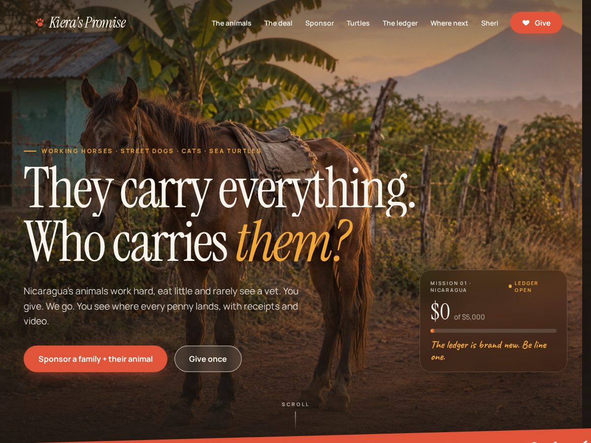 Landing-page snapshot of kieraspromise.org