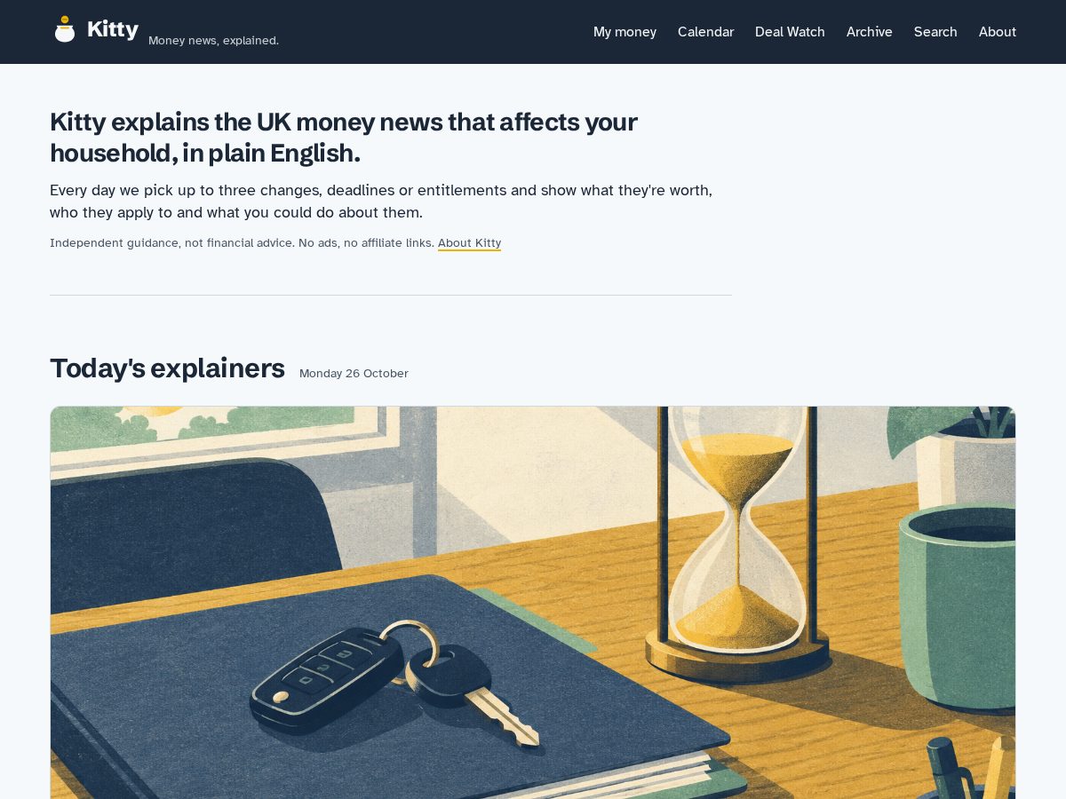 Landing-page snapshot of kittymoney.cash