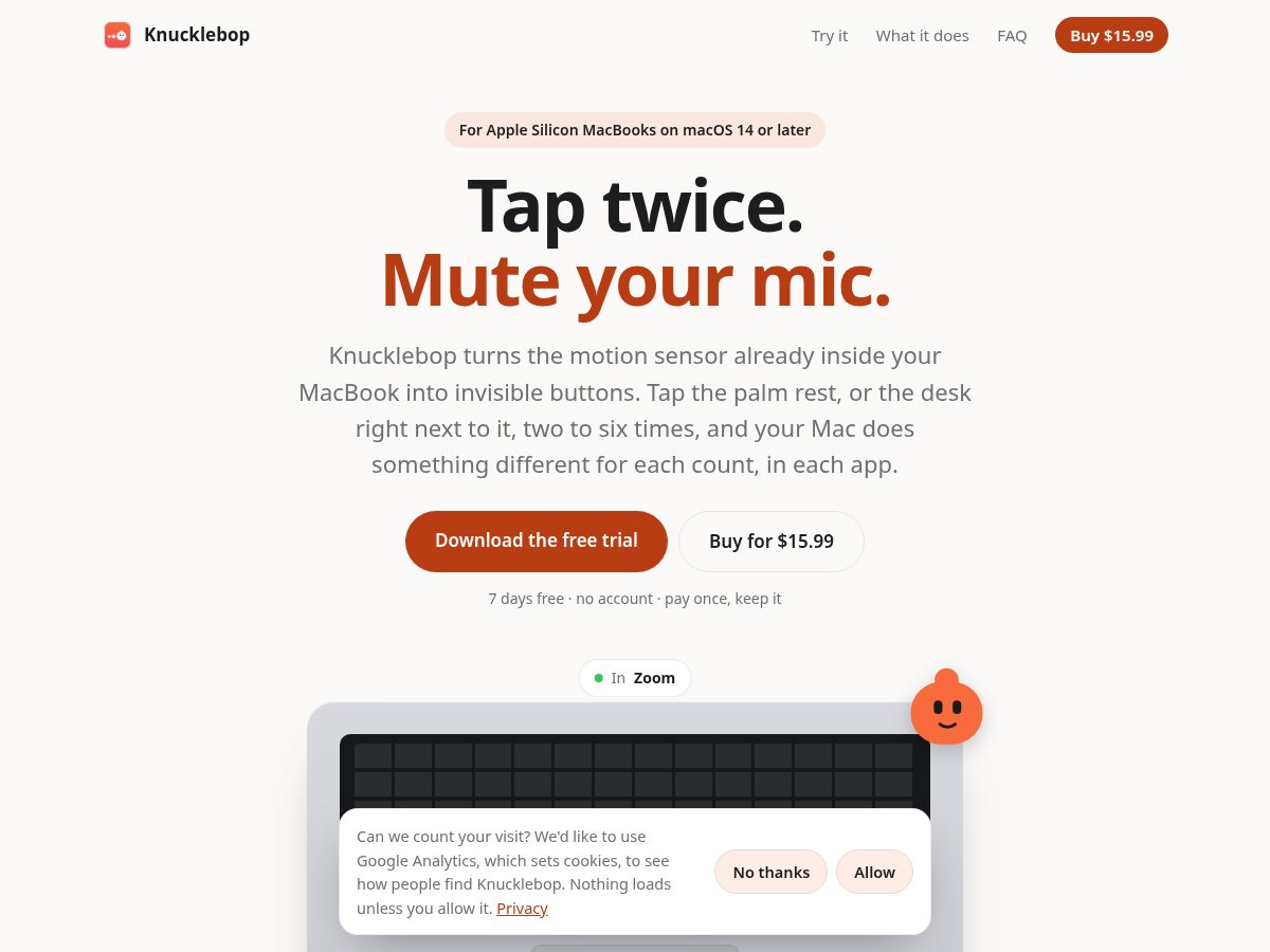 Landing-page snapshot of knucklebop.com