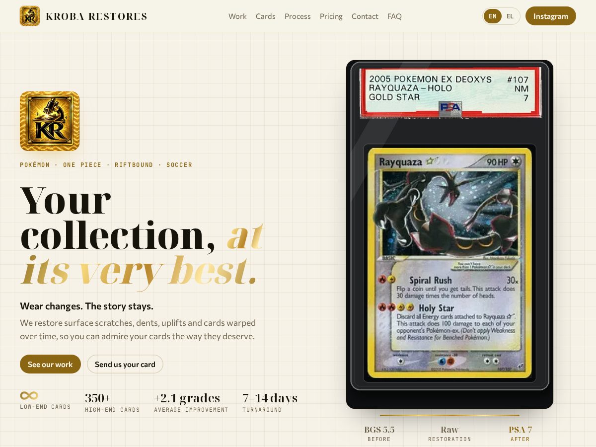 Landing-page snapshot of krobarestores.com