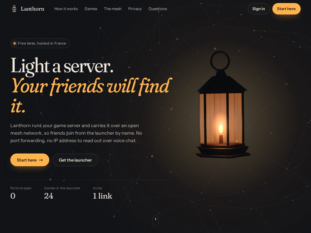 Landing-page snapshot of lanthorn.cloud