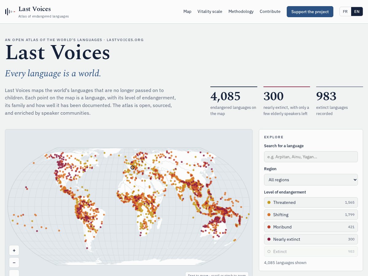 Landing-page snapshot of lastvoices.org