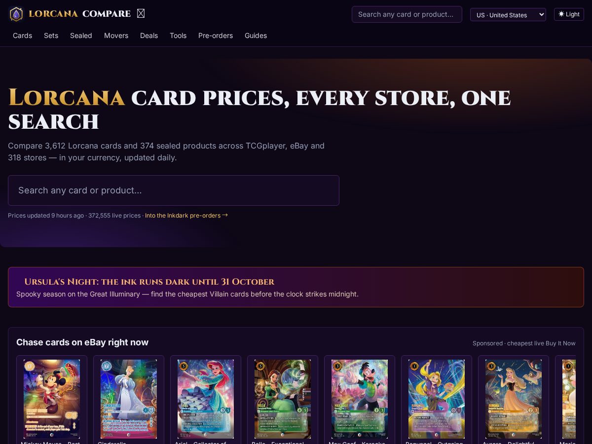 Landing-page snapshot of lorcanacompare.com