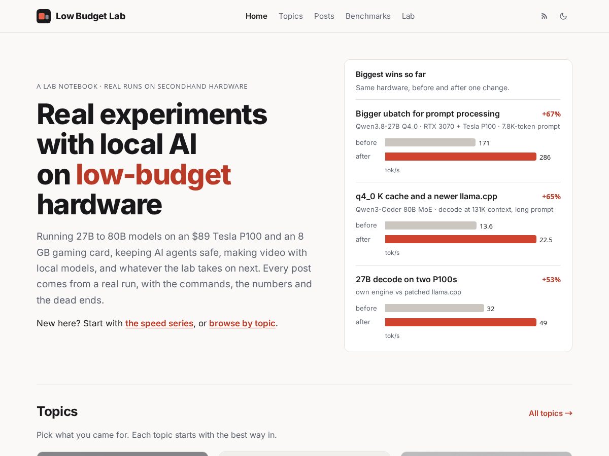 Landing-page snapshot of lowbudgetlab.com