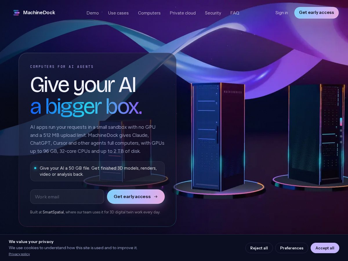 Landing-page snapshot of machinedock.site