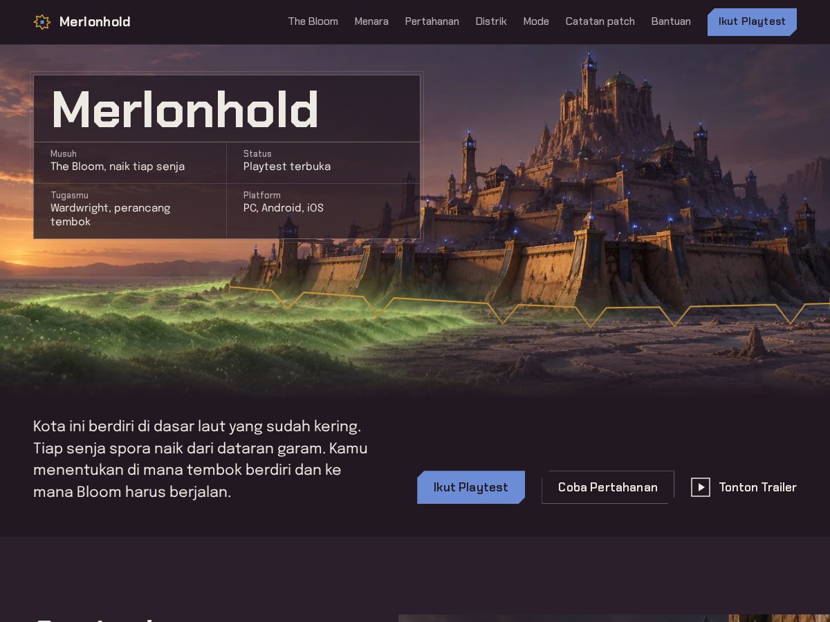 Landing-page snapshot of merlonhold.com