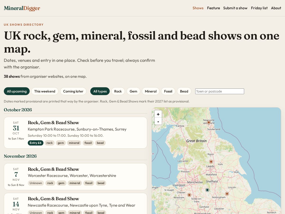Landing-page snapshot of mineraldigger.com