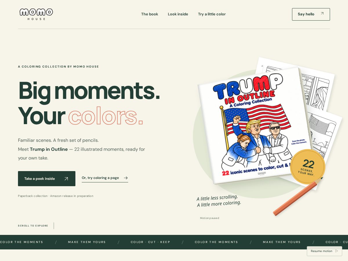 Landing-page snapshot of momohouse.art