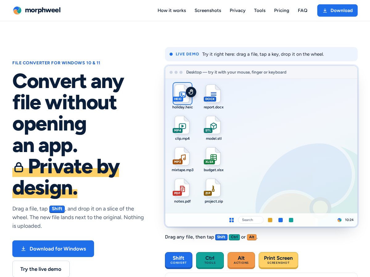 Landing-page snapshot of morphweel.com