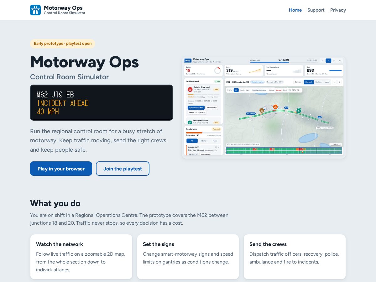 Landing-page snapshot of motorwayops.com