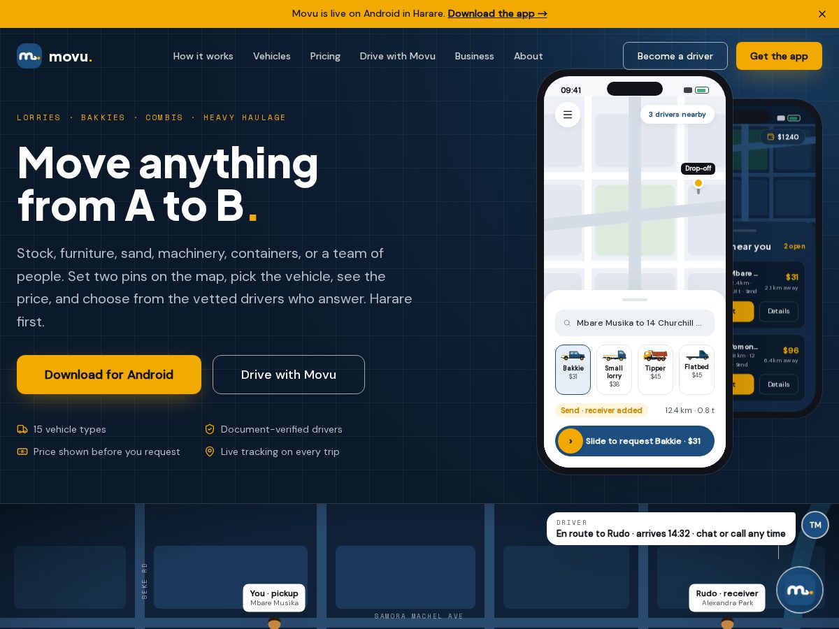 Landing-page snapshot of movulink.com