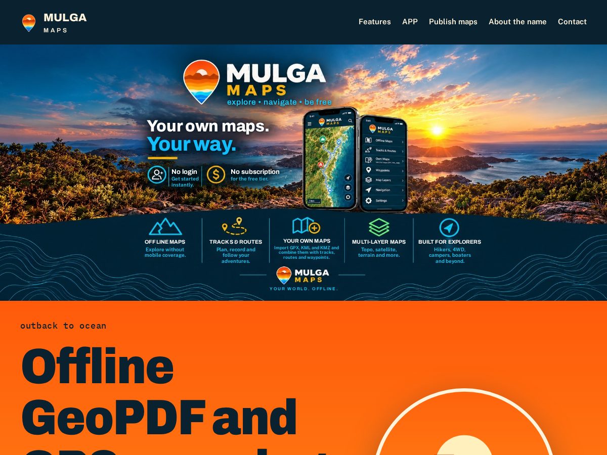 Landing-page snapshot of mulgamaps.com