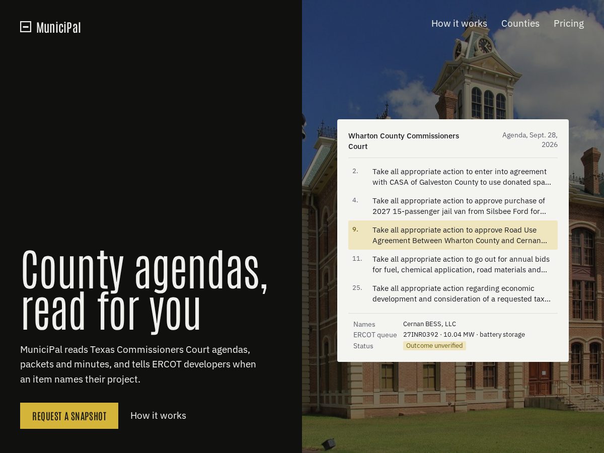 Landing-page snapshot of municipal.company