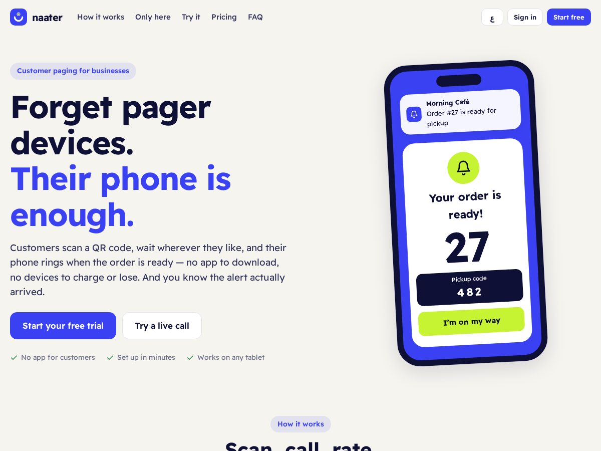 Landing-page snapshot of naater.com