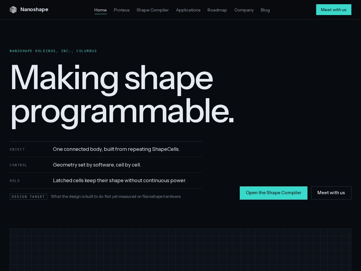 Landing-page snapshot of nanoshapelab.com