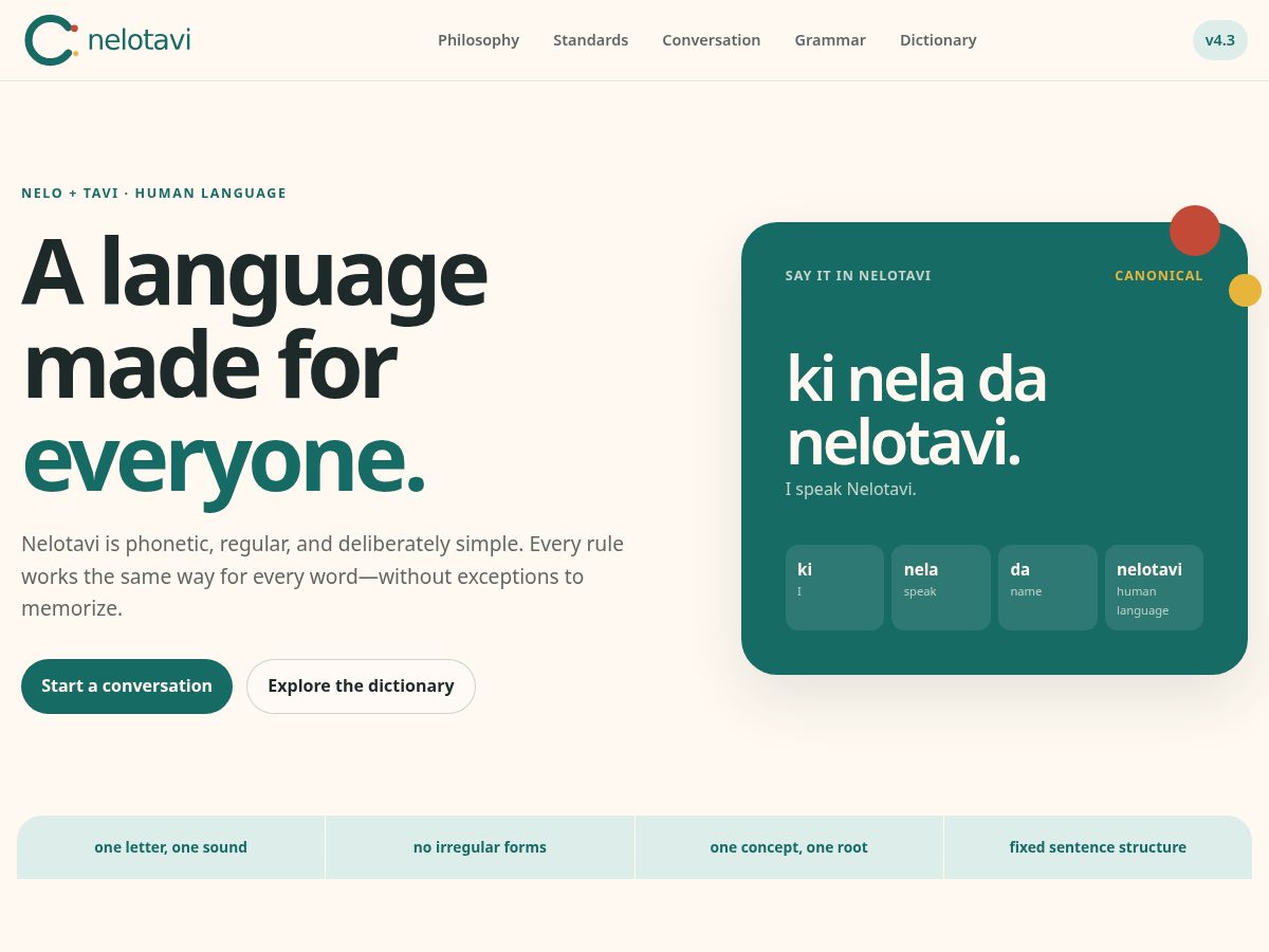 Landing-page snapshot of nelotavi.com