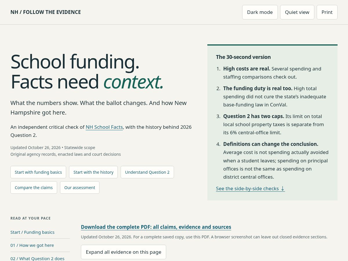 Landing-page snapshot of nhschoolfact.com