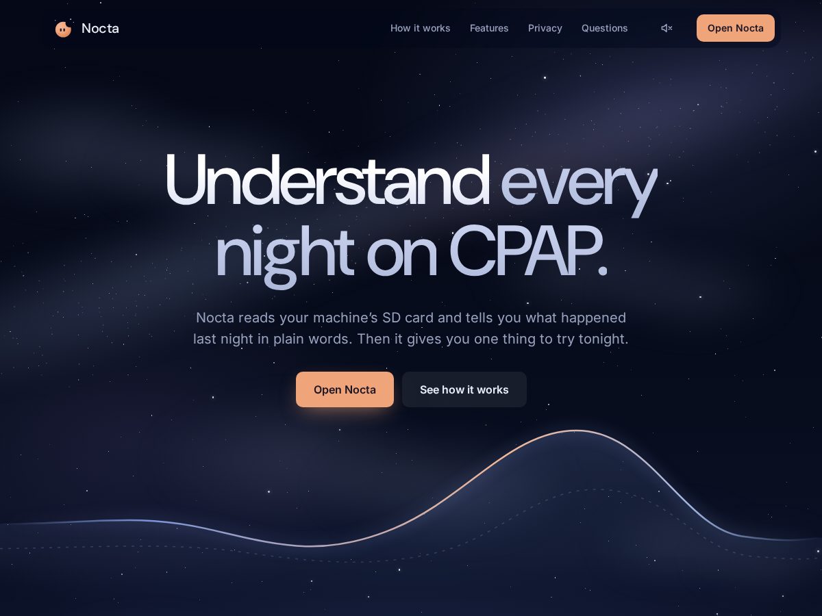 Landing-page snapshot of noctaapp.com