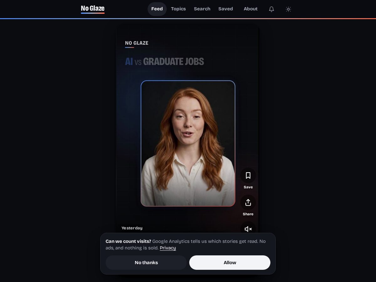 Landing-page snapshot of noglaze.news