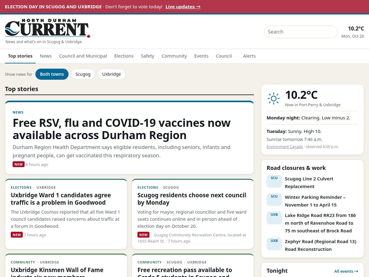 Landing-page snapshot of northdurhamcurrent.com