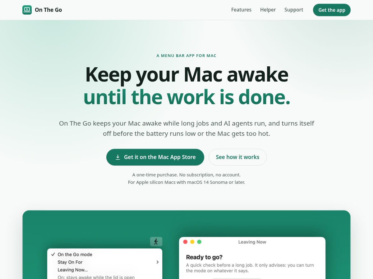 Landing-page snapshot of onthego.bar