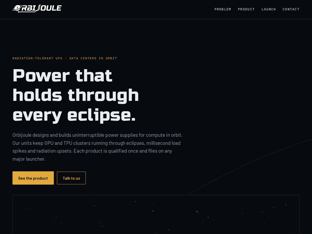 Landing-page snapshot of orbijoule.com