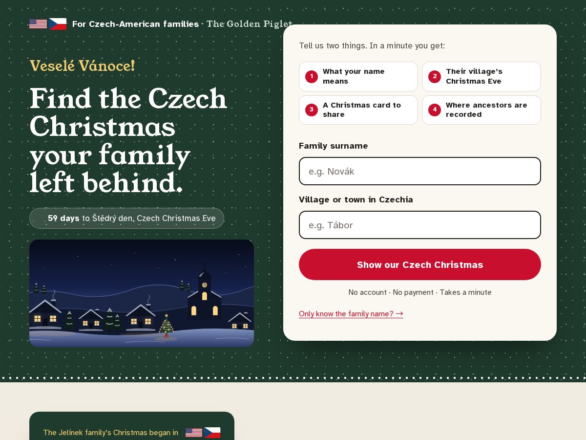 Landing-page snapshot of ourczechchristmas.com