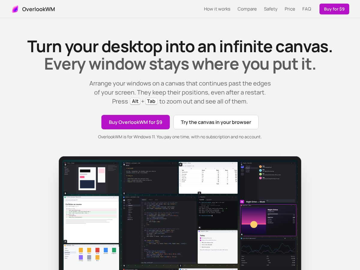 Landing-page snapshot of overlookwm.com
