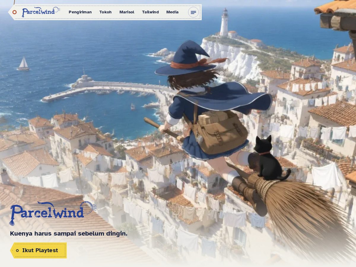 Landing-page snapshot of parcelwind.com