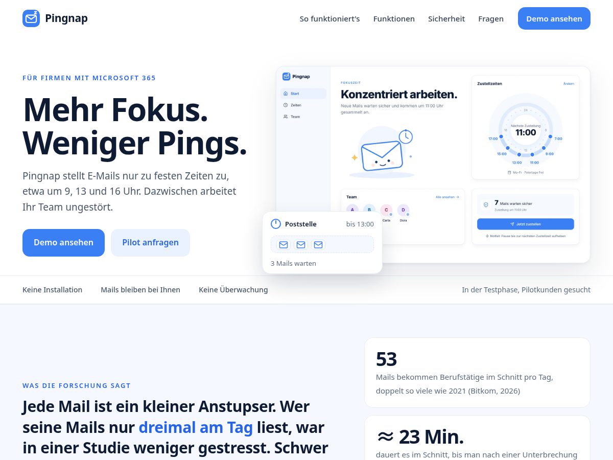 Landing-page snapshot of pingnap.com