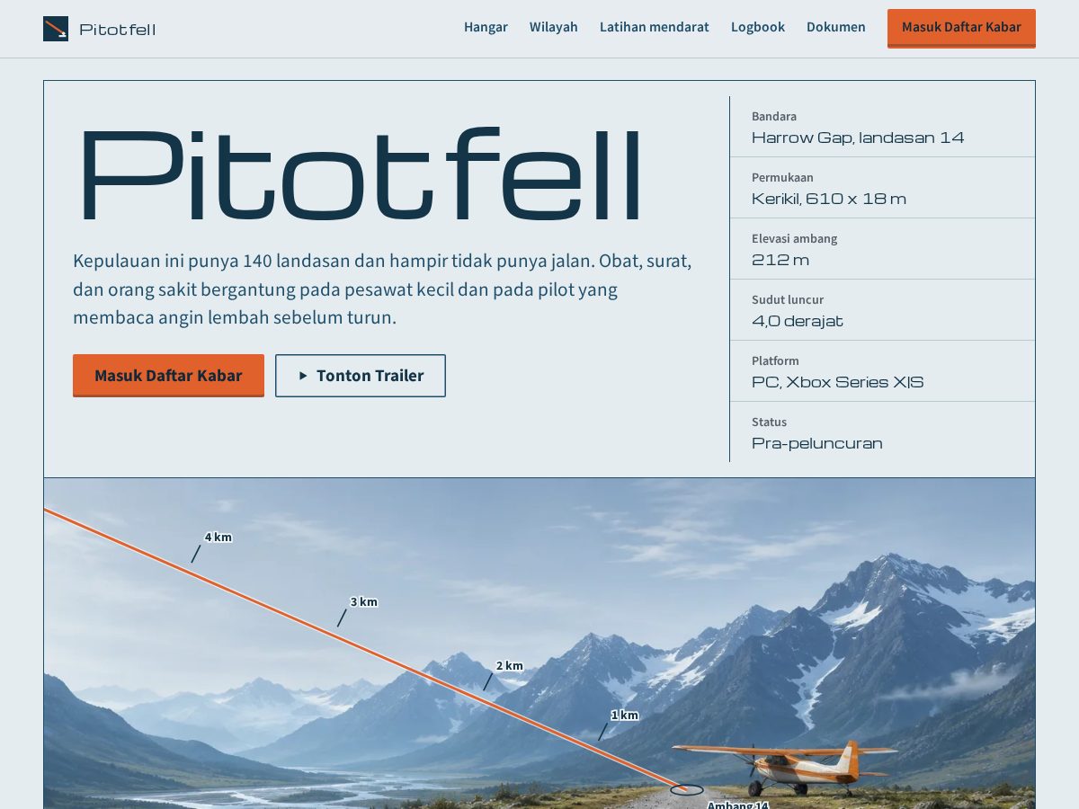 Landing-page snapshot of pitotfell.com