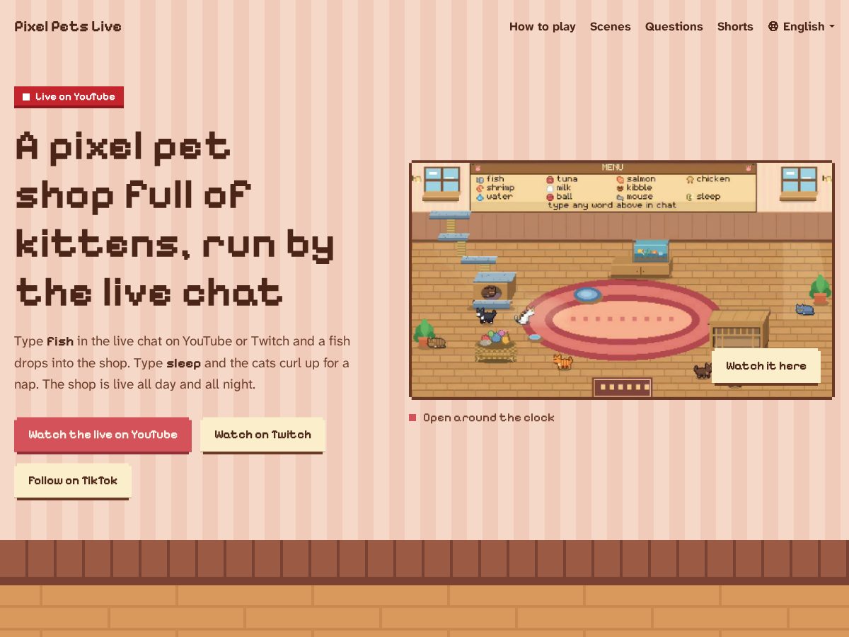 Landing-page snapshot of pixelpetslive.com