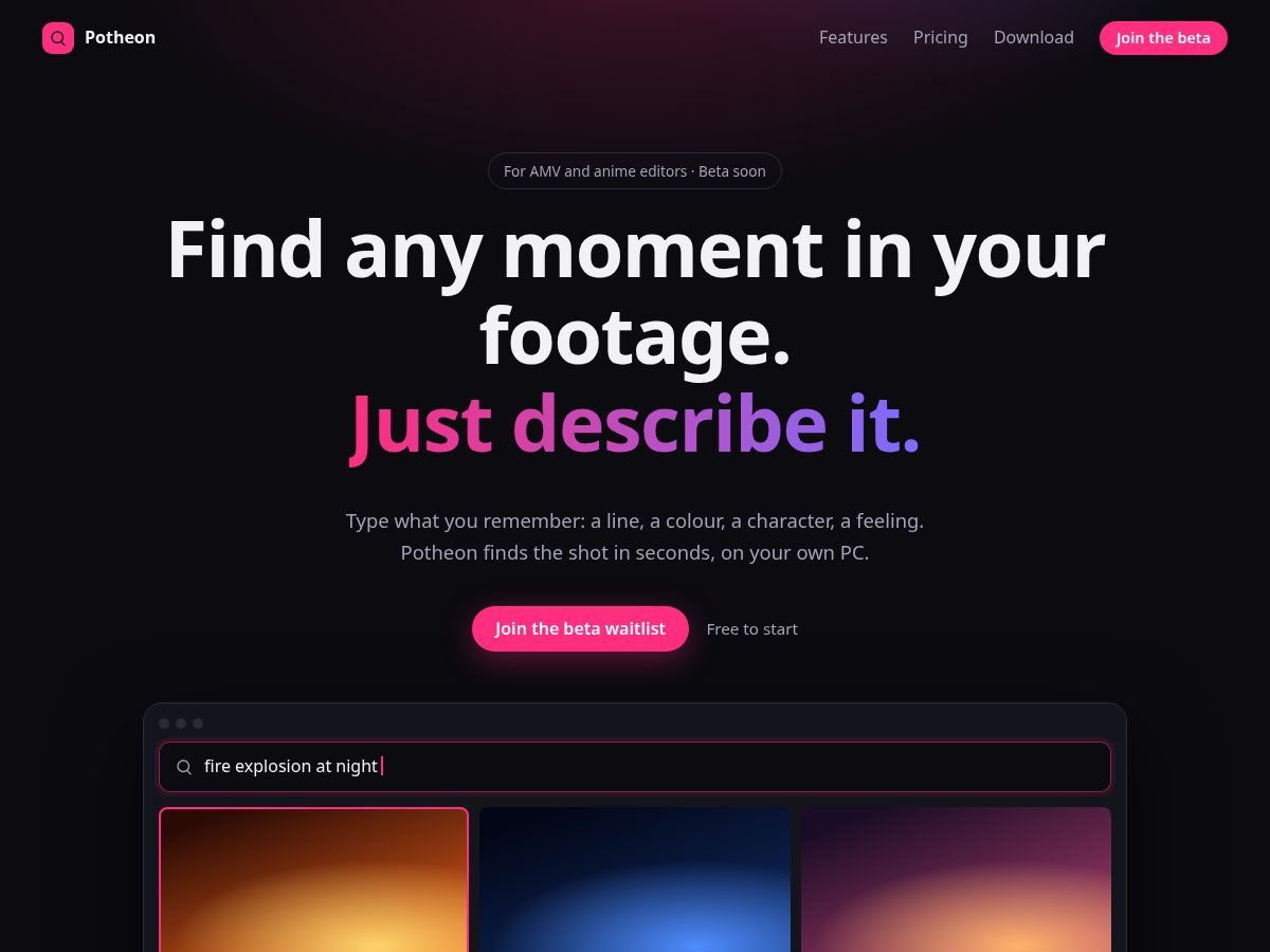 Landing-page snapshot of potheon.com