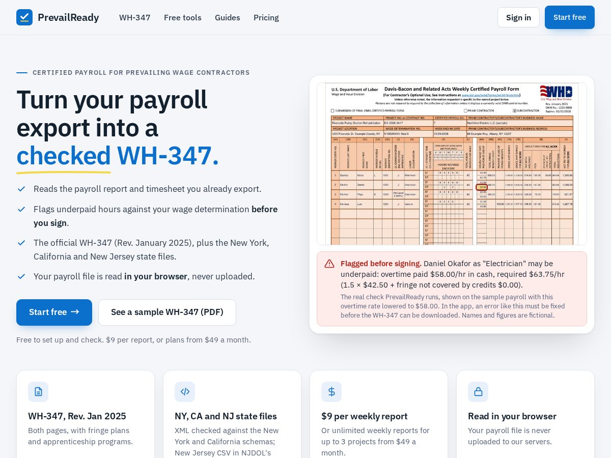 Landing-page snapshot of prevailready.com