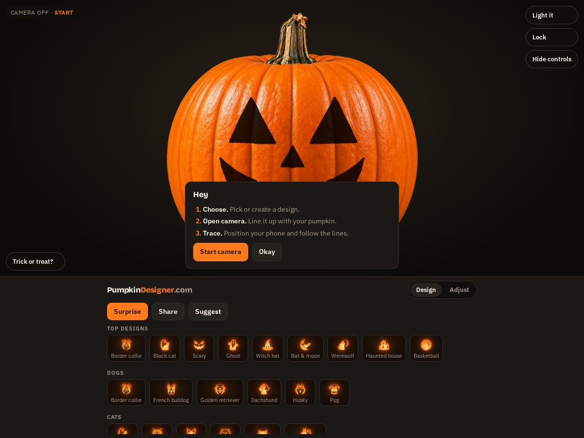 Landing-page snapshot of pumpkintracer.com