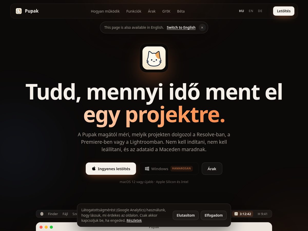 Landing-page snapshot of pupakapp.com