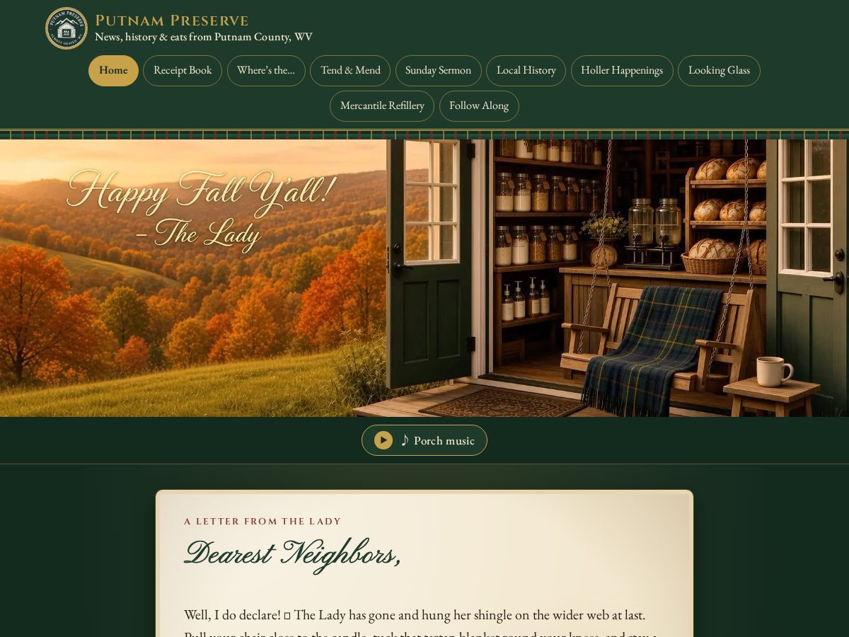 Landing-page snapshot of putnampreserve.com