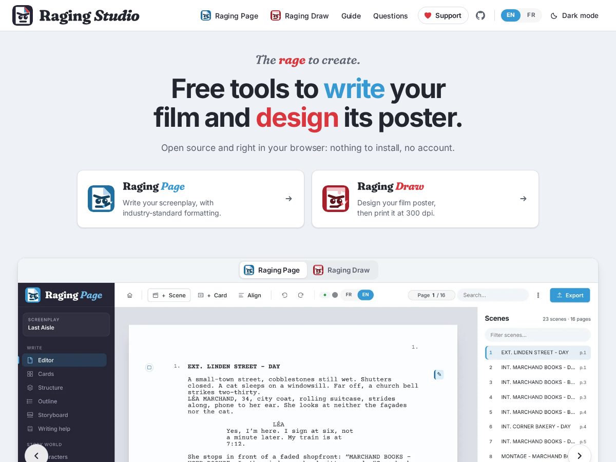 Landing-page snapshot of ragingstudio.com