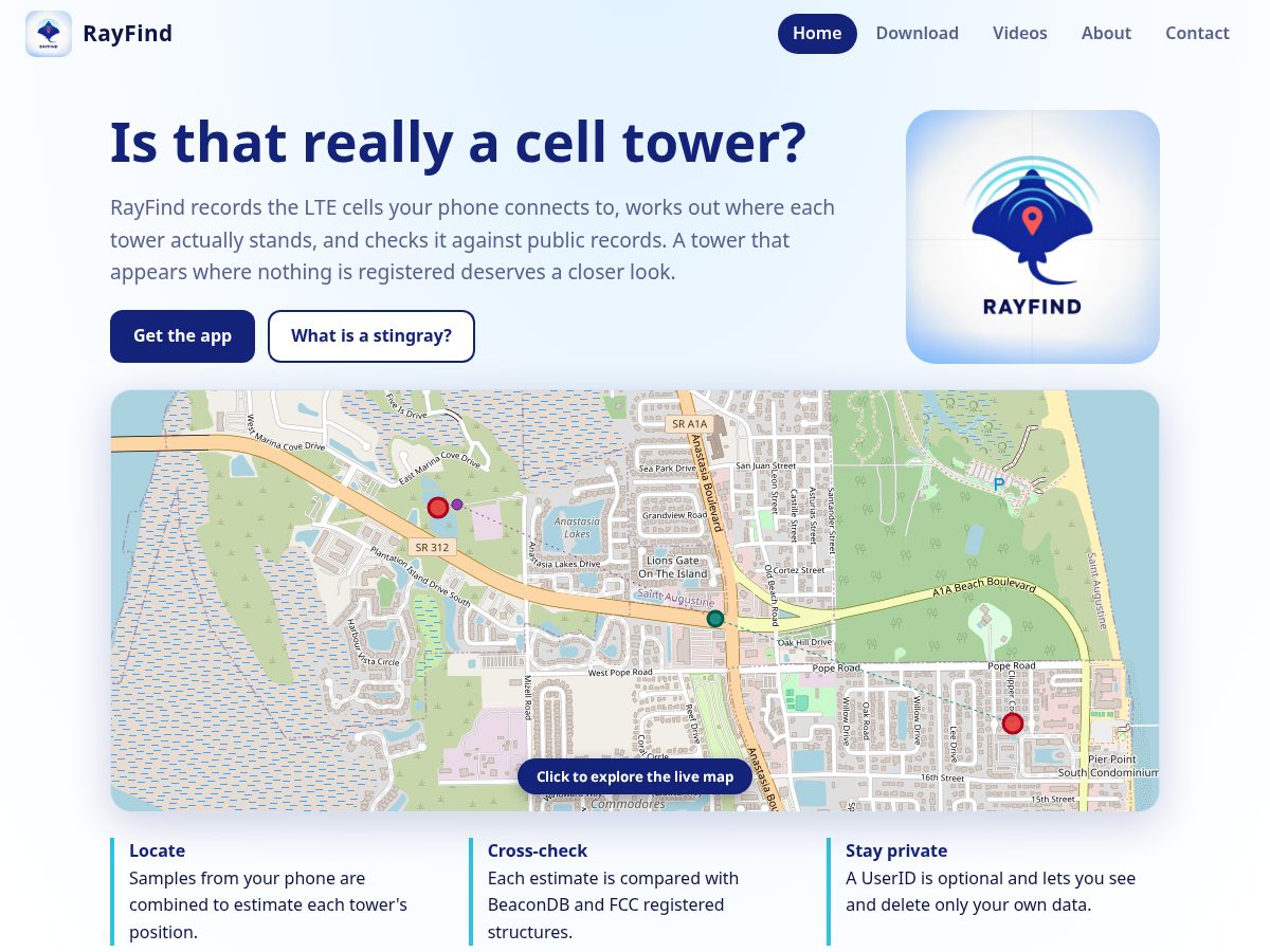 Landing-page snapshot of rayfind.vip