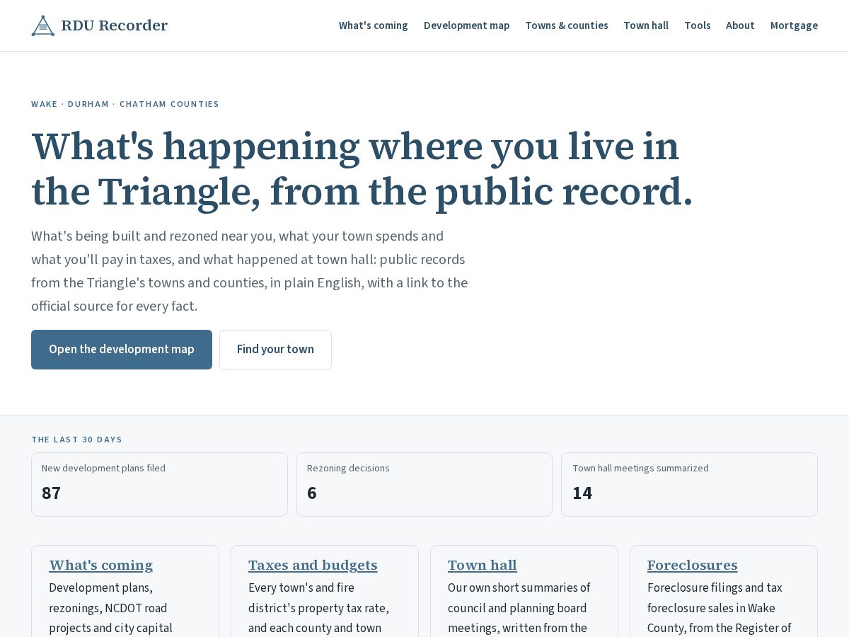 Landing-page snapshot of rdurecorder.com