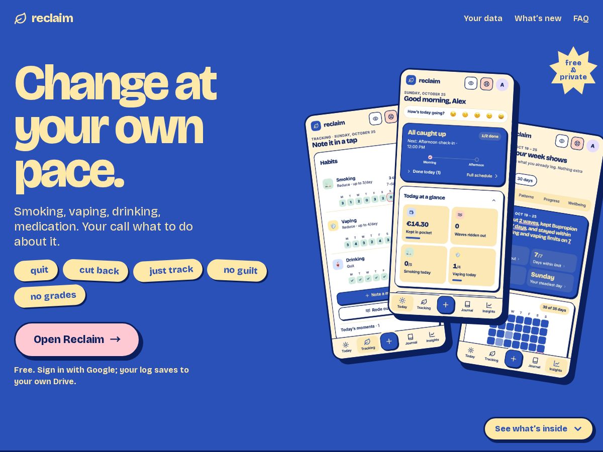 Landing-page snapshot of reclaim.day
