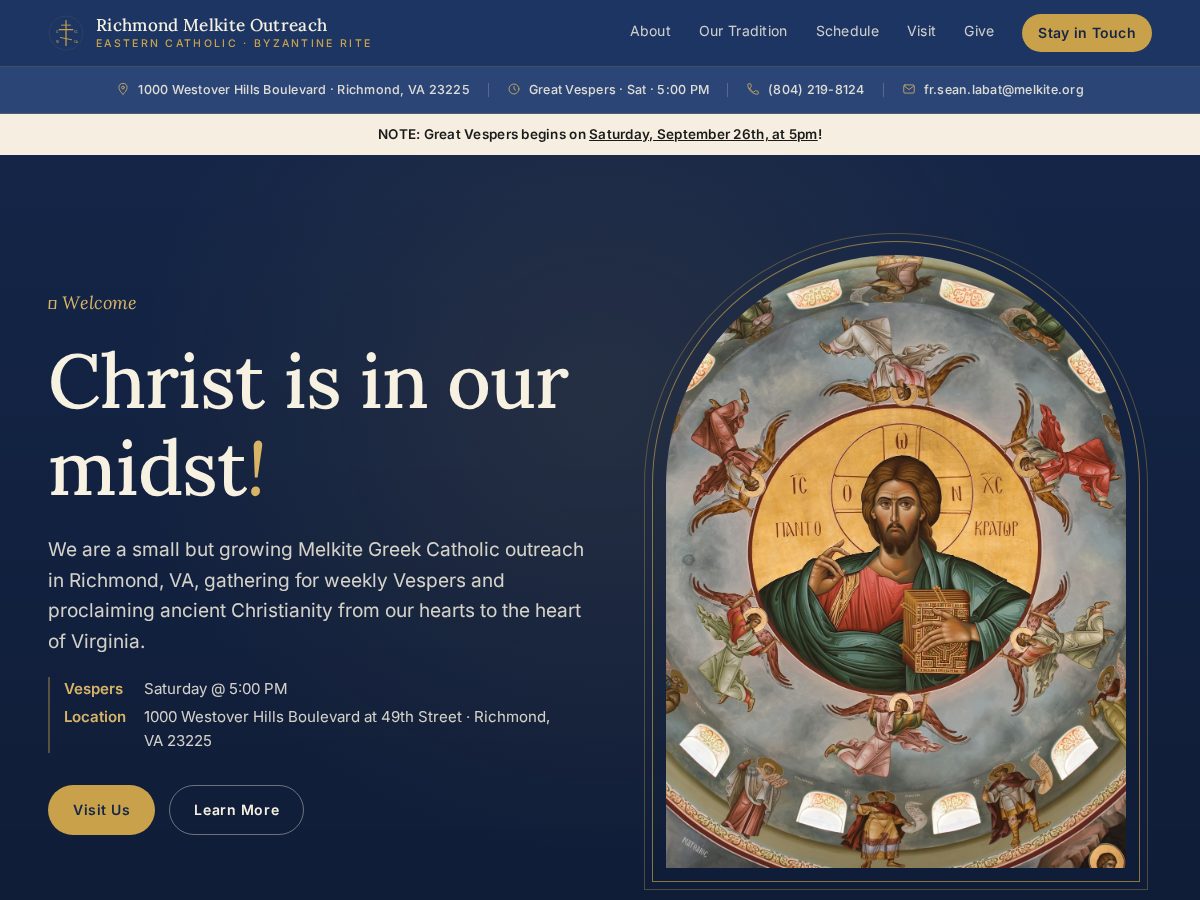 Landing-page snapshot of richmondmelkites.org