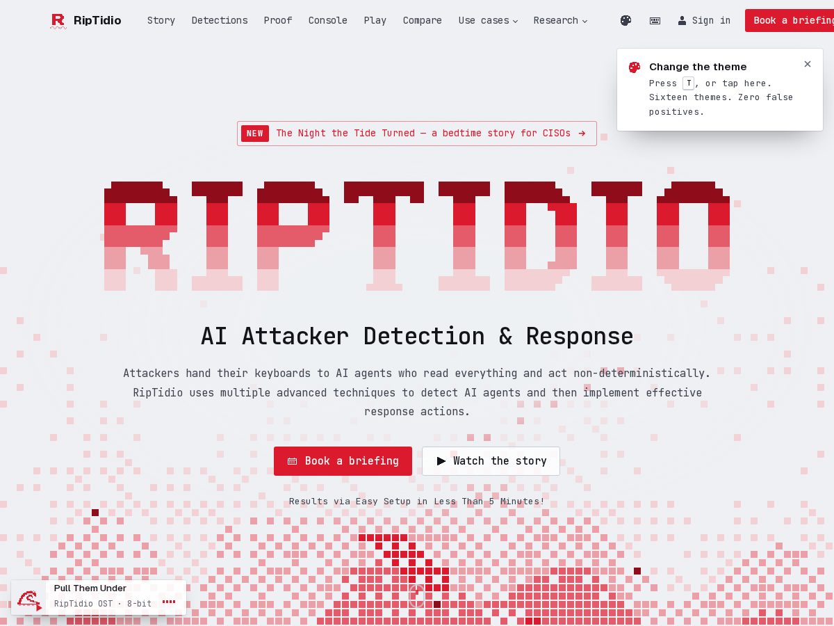 Landing-page snapshot of riptidio.com