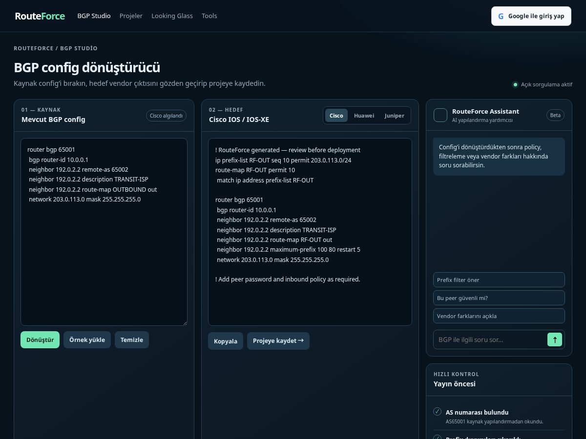 Landing-page snapshot of routeforce.cloud