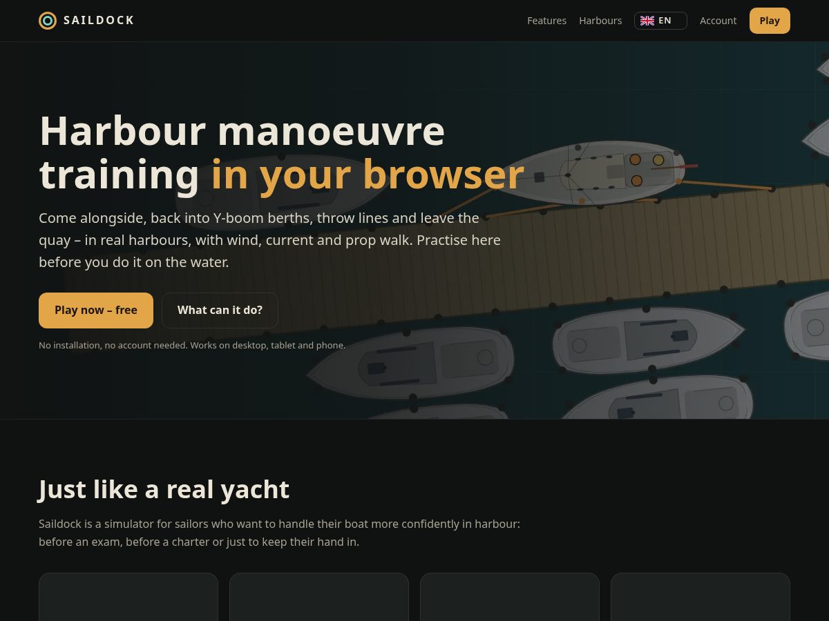 Landing-page snapshot of saildock.app