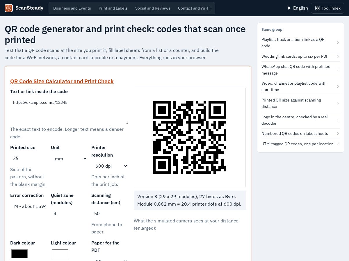 Landing-page snapshot of scansteady.com