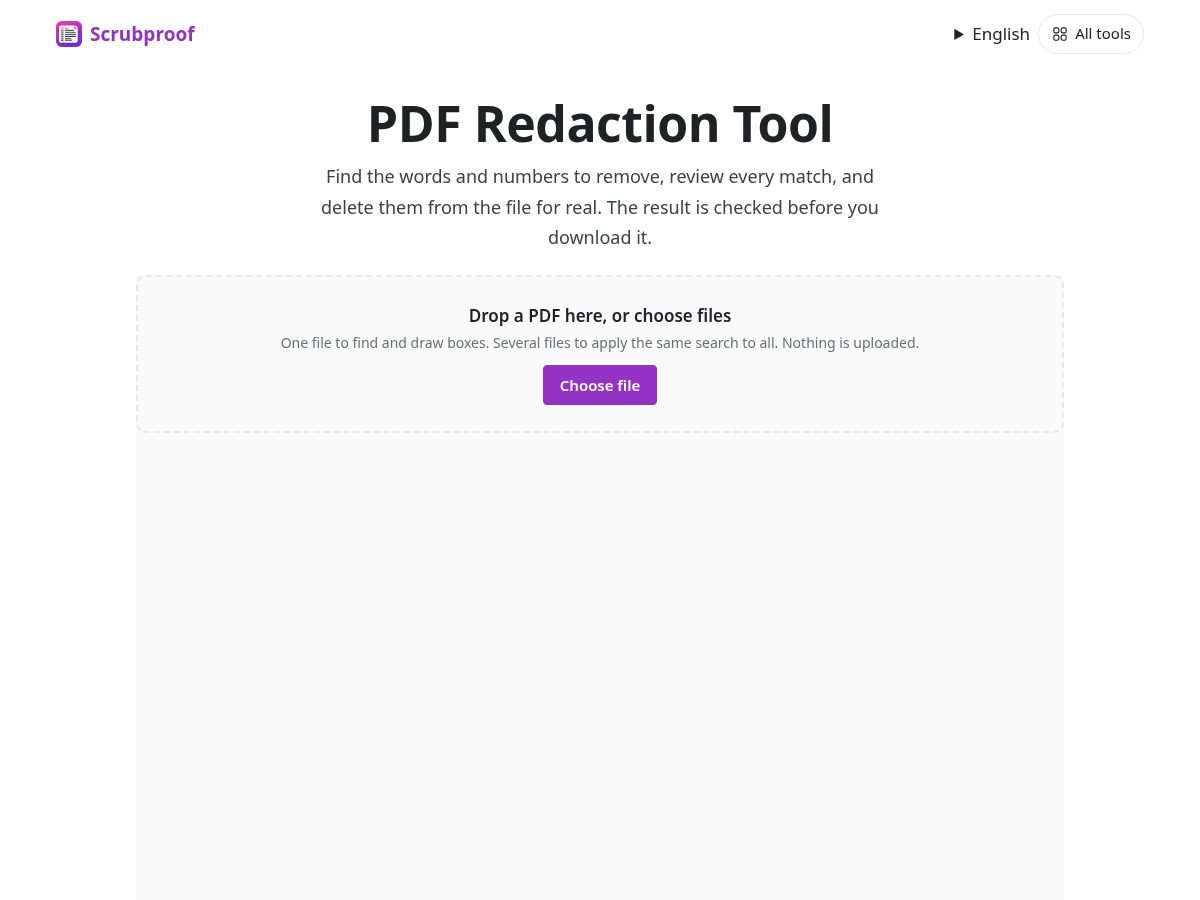 Landing-page snapshot of scrubproof.com