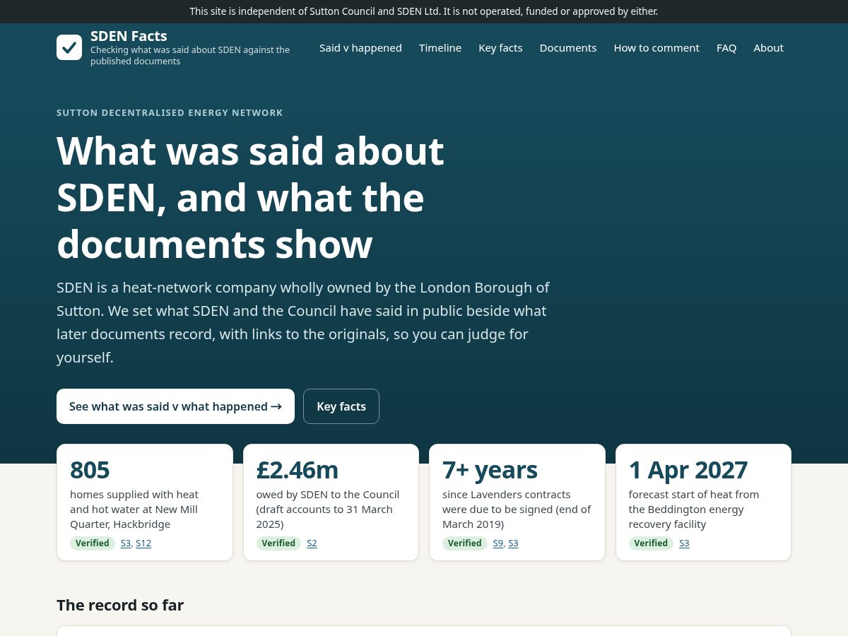 Landing-page snapshot of sdenfacts.org